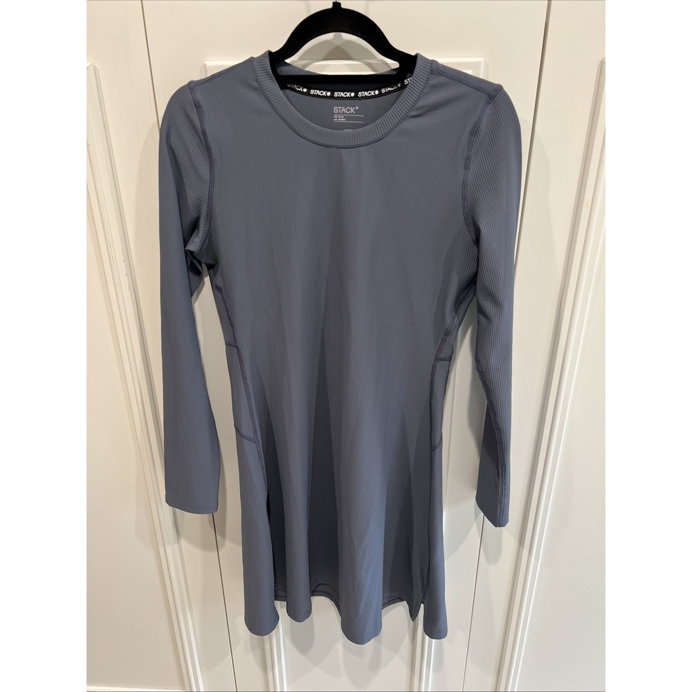 S* Stack* Ribbed Long Sleeve Dress Size XL Sporty Stretch Pickleball Athleisure